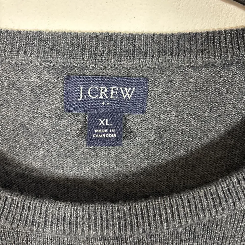 J Crew Merino Wool Acrylic Crewneck Sweater Size XL‎ Heather Blue Lightweight